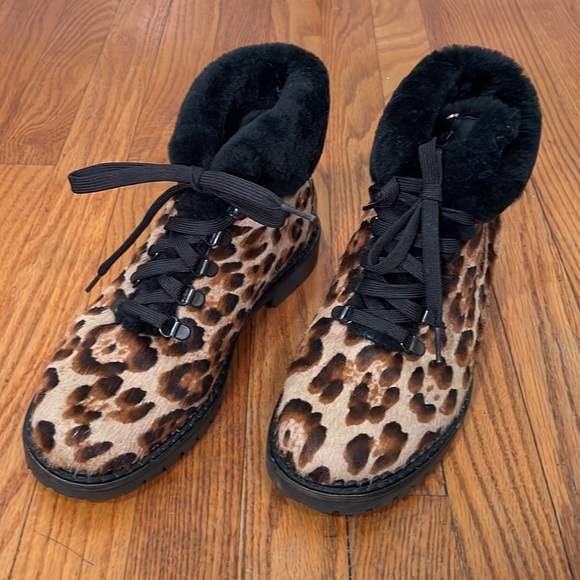 Oscar Sport Lace Up Kira Leopard Boots size 38 US 7-7.5 leather - Picture 2 of 9